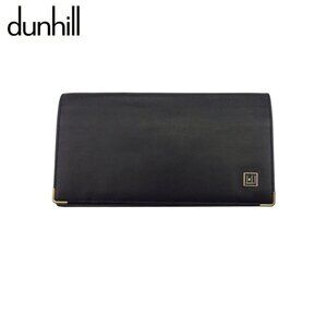 dunhill Long Billfold Logo Plate Leather Authentic Used T22221